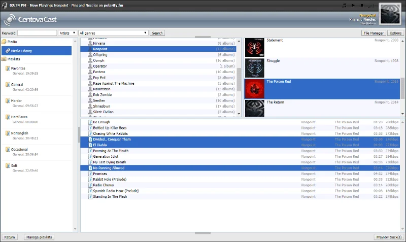 CentovaCast Media Library screenshot